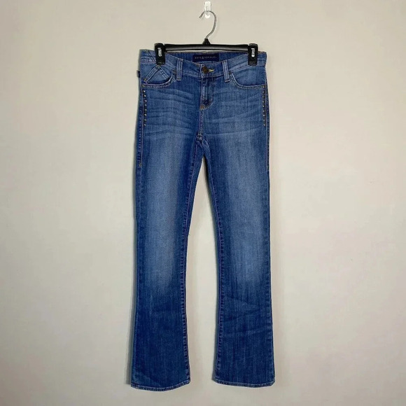 Rock & Republic Kasandra Studded Bootcut Denim Blue Jeans Womens Size 4 Low Rise - Picture 2 of 15